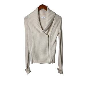 Gap Cream Open Chunky Knit Moto Jacket Zipper Closure Women's Size X-Small